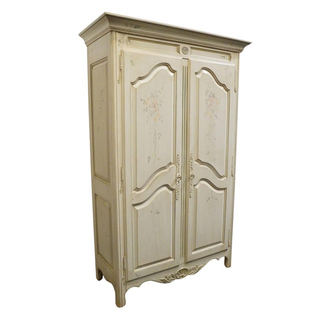 ETHAN ALLEN Country French Collection Off White 50" Armoire w. Hand Painted Accents 26-5215 79" High 50.5" Wide 21.5" Deep...