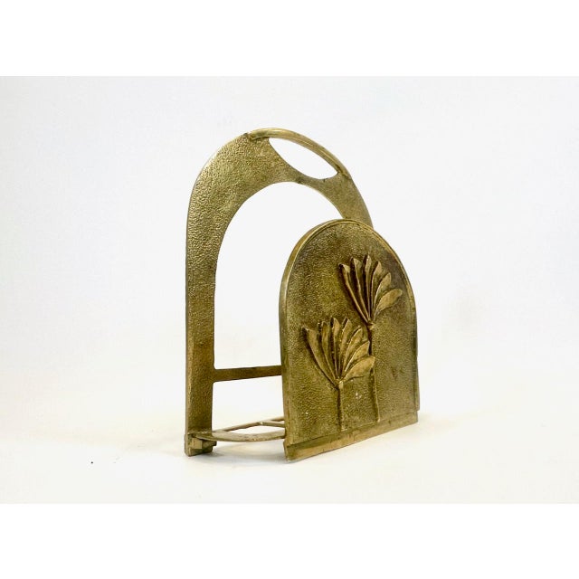 Mid-Century Modern Art Deco Brass Magazine Rack, 1960s For Sale - Image 3 of 12