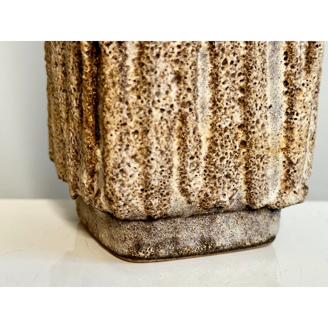 Vintage German Brown and Beige Lava Ceramic Vase by Strehla Keramik, 1960s For Sale - Image 6 of 12