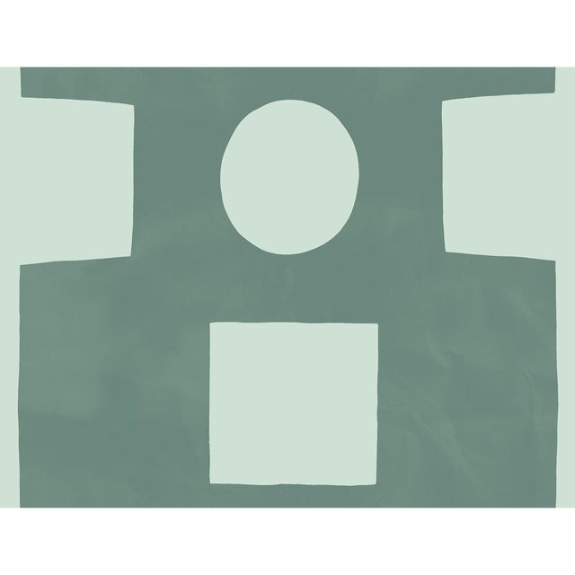 Abstract Cutout Wallpaper by Paule Marrot in Eucalyptus For Sale