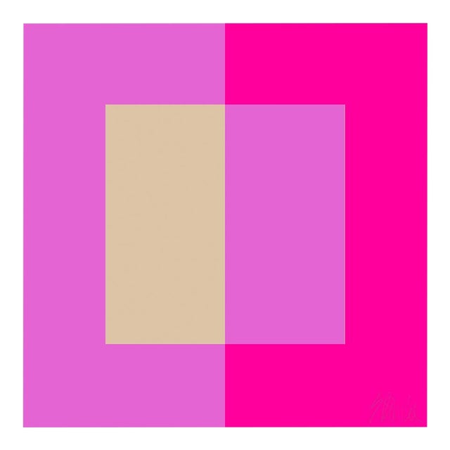Two Toned Interactions, Hot Pink Fine Art Print 46" X 46" by Liz Roache For Sale