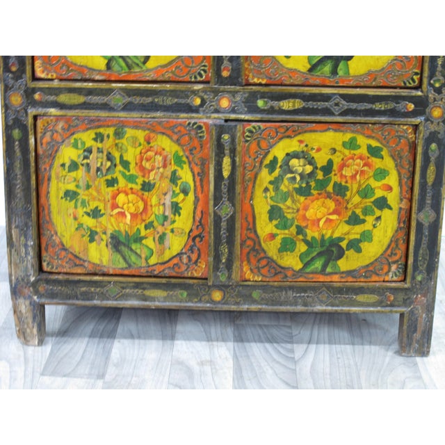 Vintage Tall Tibetan 5 Compartments Cabinet For Sale - Image 10 of 11