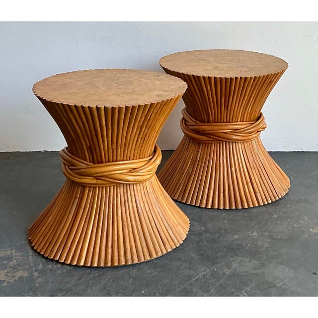 Vintage Boho Sheath of Wheat Side Tables - a Pair For Sale - Image 10 of 12