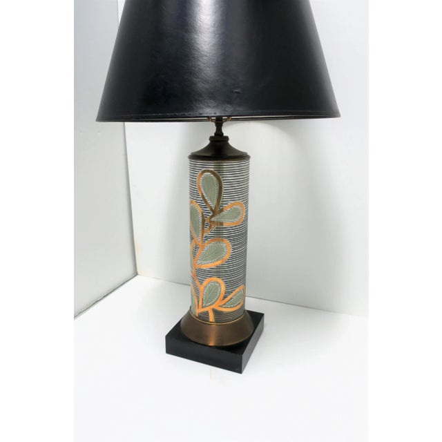 Midcentury Modern Black Gold Glass Brass Table Lamp Organic Modern Design For Sale In New York - Image 6 of 11