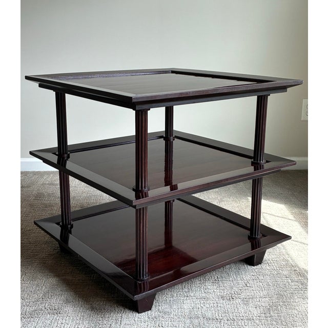 Transitional Late 20th Century Baker Furniture Barbara Barry Mahogany 3 Tier Etagere Side Table For Sale - Image 3 of 8