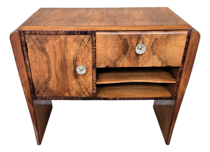 Italian Art Deco Walnut Waterfall Dry Bar, 1940s