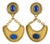 Mercedes Robirosa Style Gilded Metal Clip Earrings with Glass Cabochons For Sale