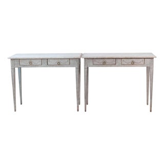 Pair of 19th Century Swedish Gustavian Painted Console Tables For Sale
