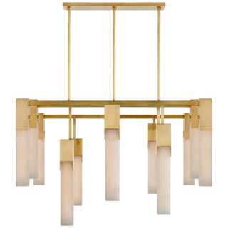 Kelly Wearstler for Visual Comfort Signature Covet Large Chandelier in Antique-Burnished Brass with Alabaster For Sale