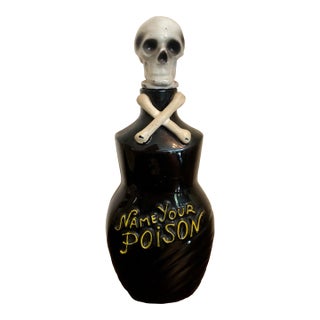 Name Your Poison Skull Crossbones Decanter Pirate Halloween For Sale