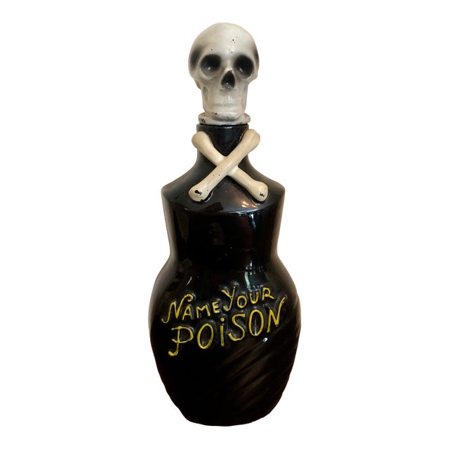 Name Your Poison Skull Crossbones Decanter Pirate Halloween For Sale