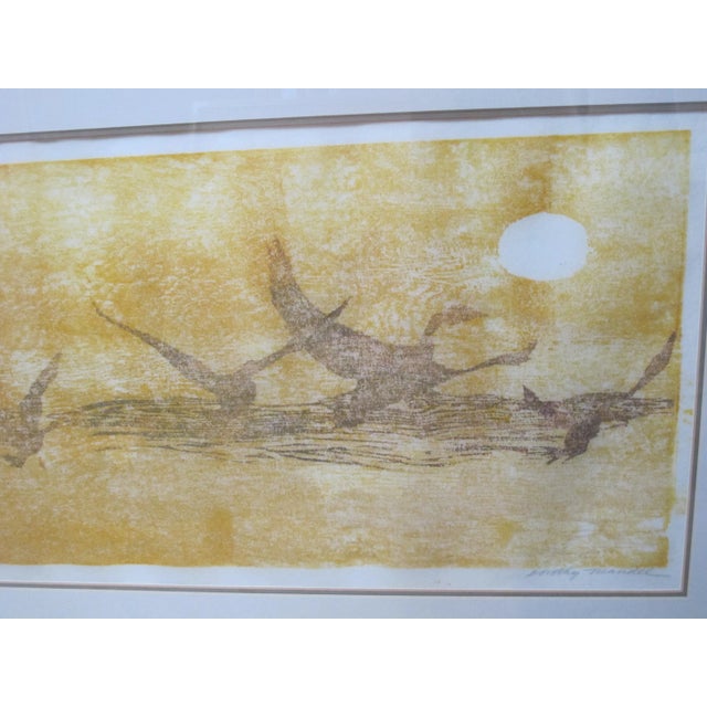 Mid 20th Century Dorothy Mandel Signed Framed Artist Proof Birds on the Wing Woodblock Print For Sale - Image 5 of 7