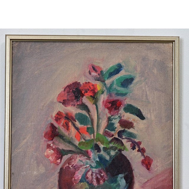 French Vintage Floral Still Life in New Frame For Sale - Image 4 of 8