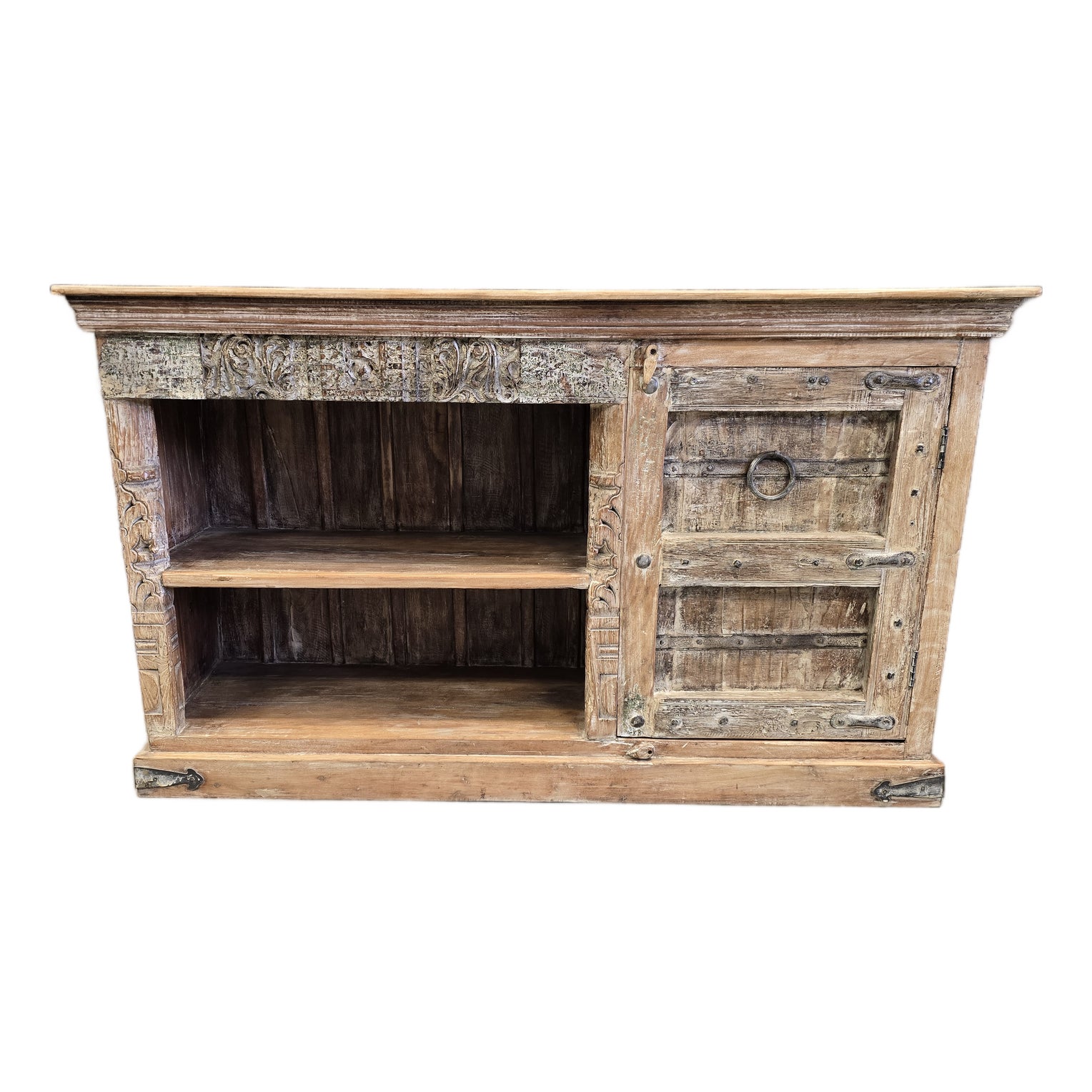 Solid Reclaimed Wood Sideboard, Tv Stand, With Open Shelves. | Chairish