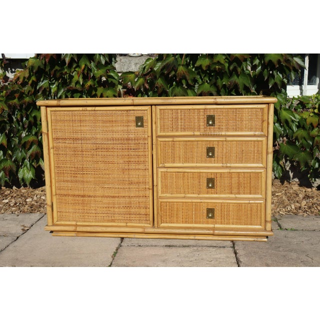 1960s Rattan and Bamboo Buffet with Drawers from Dal Vera, Italy, 1960s For Sale - Image 5 of 11