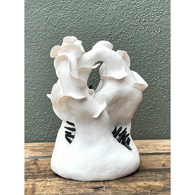 Vintage Abstract Floral Studio Pottery Vase For Sale - Image 14 of 18