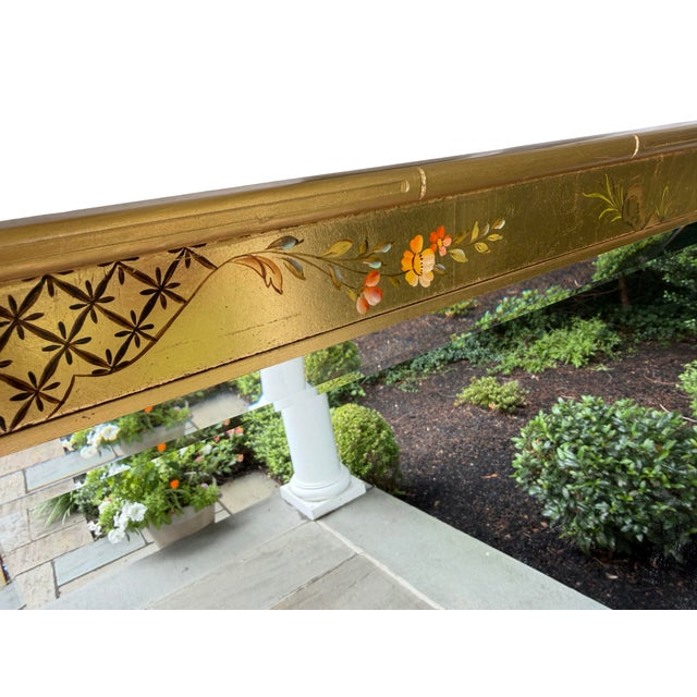 Wood La Barge Giltwood Hand-Painted Floral Chinoiserie Mirror | Artist Signed P. Tacktor For Sale - Image 7 of 15