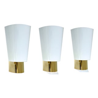 Vintage Gilded Brass and Glass Sconces from Limburg, Set of 3 For Sale