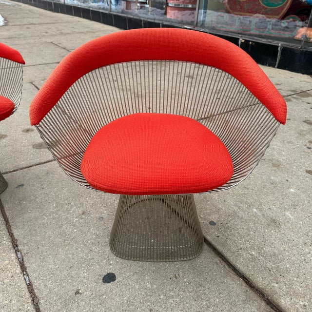 Red Pair of Warren Platner for Knoll Dining Chairs C1970s For Sale - Image 8 of 13