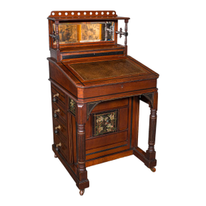 Antique Aesthetic Period Davenport, English, Walnut, Writing Desk, Victorian