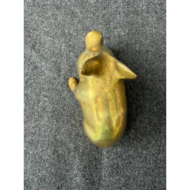 Vintage Solid Brass Lounging Pig Figure For Sale - Image 12 of 15