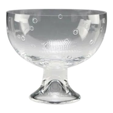 Legendary Steuben Glass Joel Smith C.1999 Designed Bubble Bowl-Signed Etched Crystal Art Glass For Sale