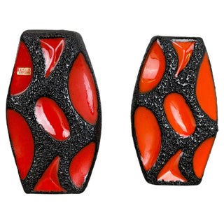 German Ceramic Studio Pottery Vase from Roth Ceramics, 1970s, Set of 2 For Sale