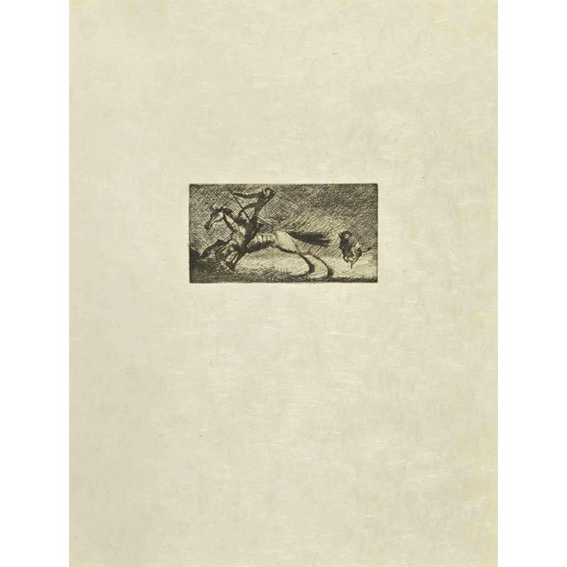 Wladyslaw Jahl, Don Quixote Galloping, Etching and Drypoint, 1951 For Sale