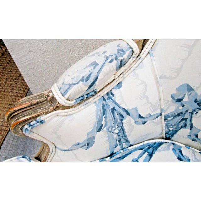 Antique Framed French Louis XV Style Bergère Chair Scalamandre Fabric For Sale - Image 12 of 15