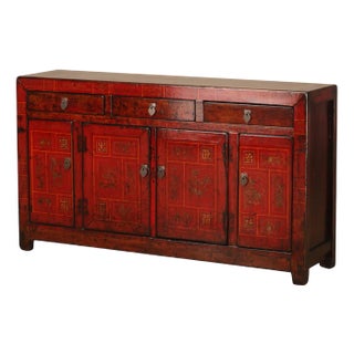 Red Lacquer Dongbei Sideboard, 1920s For Sale