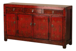 Red Lacquer Dongbei Sideboard, 1920s