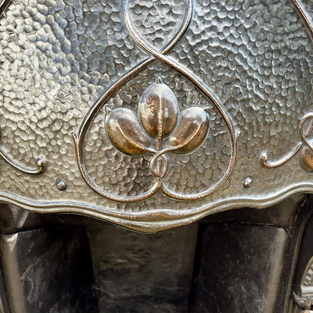 Victorian Art Nouveau Cast Iron Fireplace For Sale - Image 9 of 18