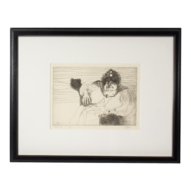 Signed “Mrs. Q” Etching by Peter Paone For Sale