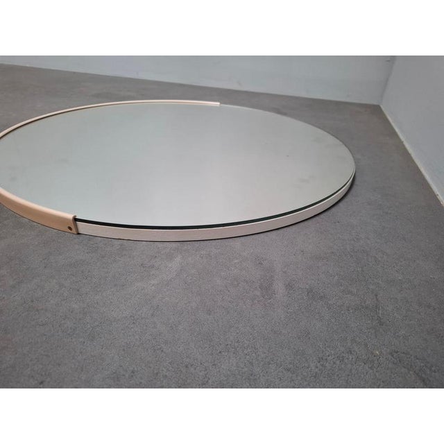 Vintage Czechoslovakian Round Wall Mirror with Beige Frame, 1970s For Sale - Image 3 of 16