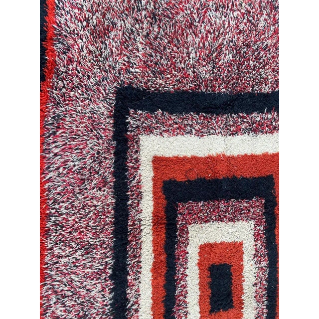 Red Mid-Century French Art Deco Cogolin Rug For Sale - Image 8 of 13