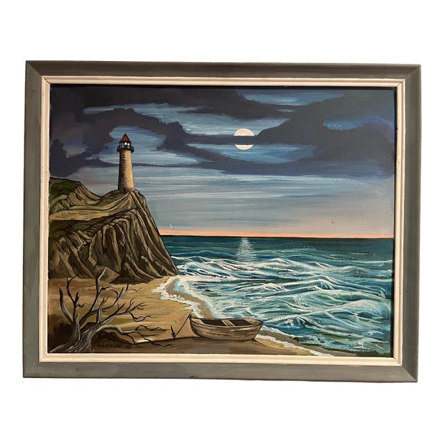 Don Stewart Lighthouse Painting After Bob Ross For Sale