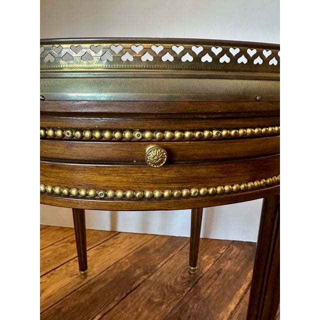 Marble Top Mahogany Side Table With Brass Gallery and Mounts For Sale - Image 4 of 11
