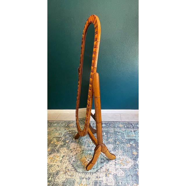 Vintage French Bamboo Cheval Mirror For Sale - Image 4 of 11