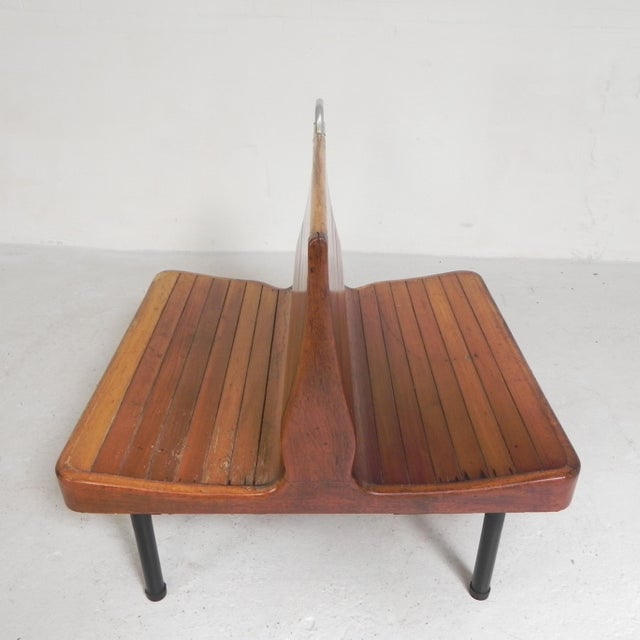 1930s Double-Sided Teak Train Bench, 1930s For Sale - Image 5 of 18