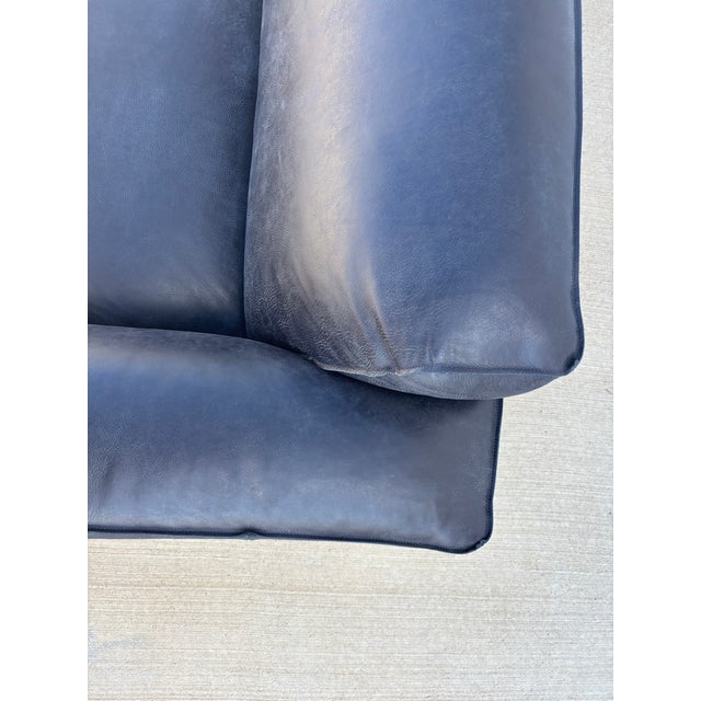 Charcoal Valmont Charcoal Leather Modern Sofa Attributed to Paul Michael Company For Sale - Image 8 of 12