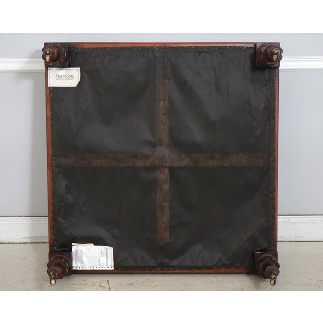 Henredon Mahogany Large Tufted Leather Ottoman For Sale - Image 12 of 14