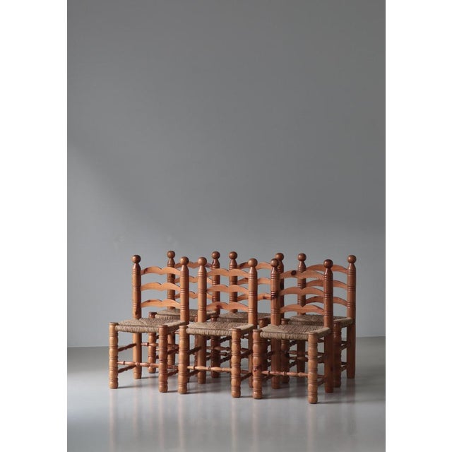 American Vintage Swedish Dining Chairs in Seagrass and Pinewood, 1970s, Set of 6 For Sale - Image 3 of 18