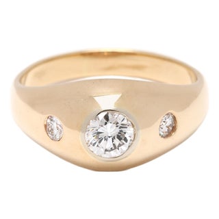 0.70ctw Flush Set 3 Diamond Ring, 14k Yellow Gold, Ring Size 7, Engagement For Sale