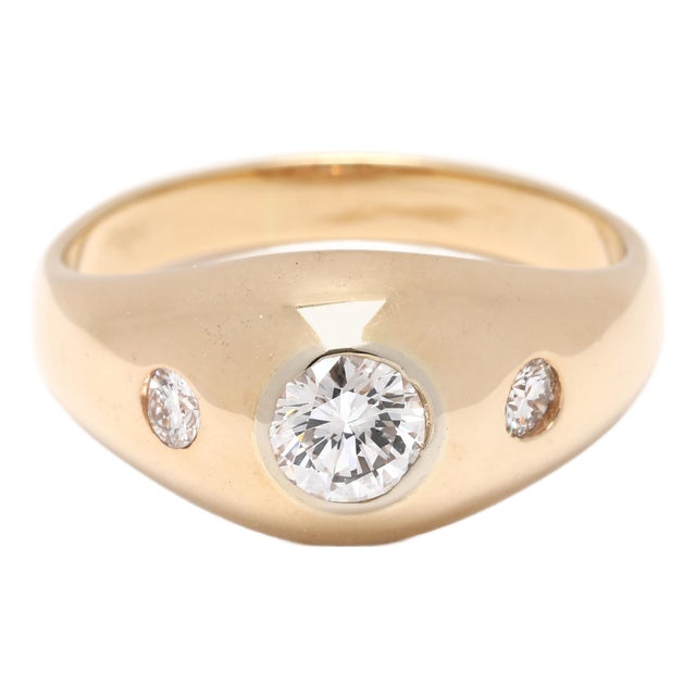0.70ctw Flush Set 3 Diamond Ring, 14k Yellow Gold, Ring Size 7, Engagement For Sale