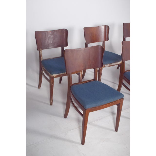 Danish Blue Upholstered Dining Chairs, 1950, Set of 6 For Sale - Image 9 of 10
