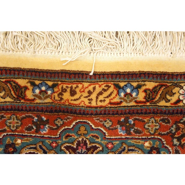 Textile 1940s Ivory Medallion Antique Persian Tabriz Rug 5'9" X 8'10" Knotted Pile Wool Carpet For Sale - Image 7 of 7