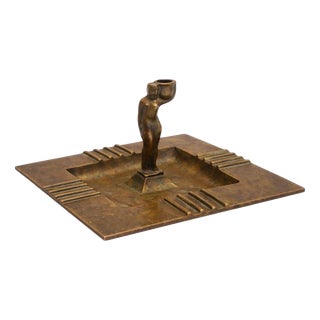 Swedish Art Deco Bronze Figural Candleholder or Ashtray from GAB, 1930s For Sale