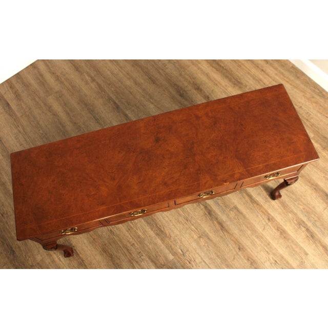 Georgian Style Carved Four Drawer Burl Walnut Sideboard For Sale - Image 11 of 12