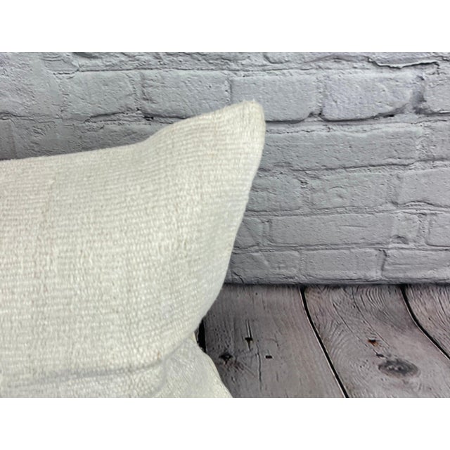 Turkish 16 x 24 Hemp Pillow Turkish Cushion Natural White Pillow Cushion Cover For Sale - Image 3 of 4
