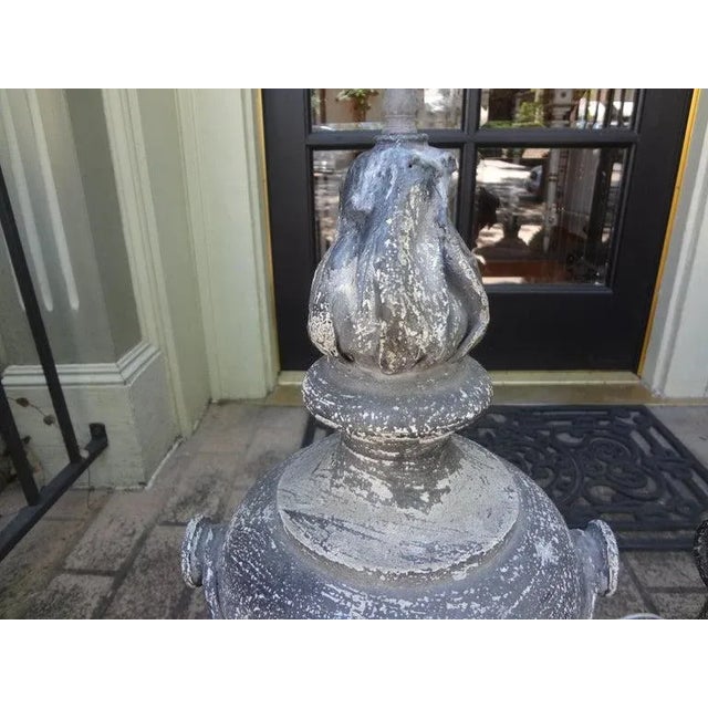 1940s Pair of French Neoclassical Style Zinc Lamps For Sale - Image 5 of 11